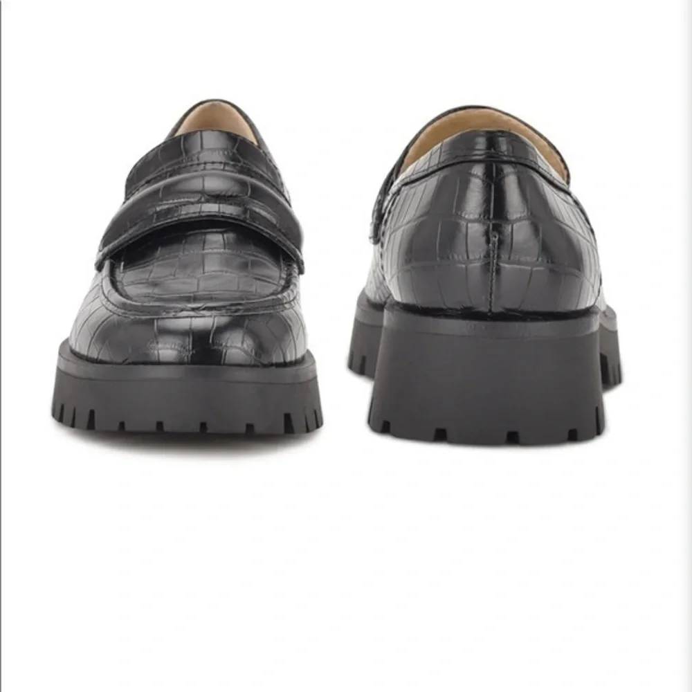Nine West Black Croc-Embossed Loafers - Picture 3 of 10